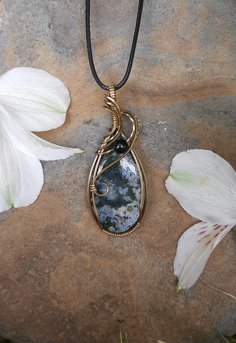 Moss Agate in Brass